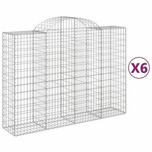 vidaXL 6 db íves horganyzott vas gabion kosár 200x50x140/160 cm kép