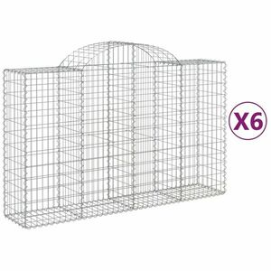 vidaXL 6 db íves horganyzott vas gabion kosár 200x50x120/140 cm kép