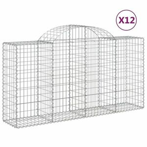 vidaXL 12 db íves horganyzott vas gabion kosár 200x50x100/120 cm kép