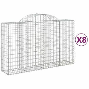 vidaXL 8 db íves horganyzott vas gabion kosár 200x50x120/140 cm kép