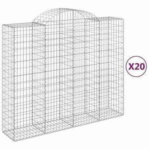 vidaXL 20 db íves horganyzott vas gabion kosár 200x50x160/180 cm kép