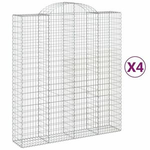 vidaXL 4 db íves horganyzott vas gabion kosár 200x50x220/240 cm kép