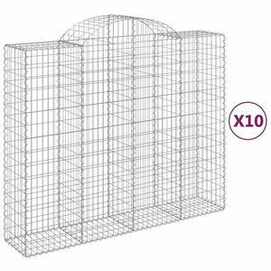 vidaXL 10 db íves horganyzott vas gabion kosár 200x50x160/180 cm kép