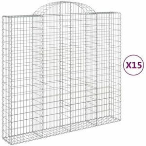 vidaXL 15 db íves horganyzott vas gabion kosár 200x50x180/200 cm kép