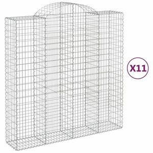 vidaXL 11 db íves horganyzott vas gabion kosár 200x50x200/220 cm kép