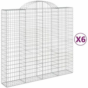 vidaXL 6 db íves horganyzott vas gabion kosár 200x50x180/200 cm kép