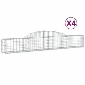 vidaXL 4 db íves horganyzott vas gabion kosár 300x30x40/60 cm kép