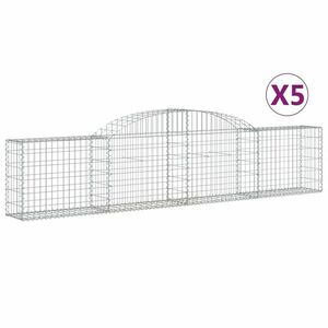 vidaXL 5 db íves horganyzott vas gabion kosár 300x30x60/80 cm kép