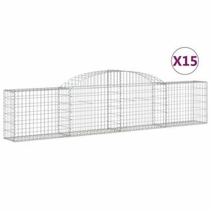 vidaXL 15 db íves horganyzott vas gabion kosár 300x30x60/80 cm kép