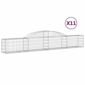 vidaXL 11 db íves horganyzott vas gabion kosár 300x30x40/60 cm kép