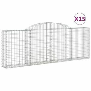 vidaXL 15 db íves horganyzott vas gabion kosár 300 x 30 x 100/120 cm kép