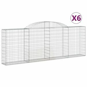 vidaXL 6 db íves horganyzott vas gabion kosár 300 x 30 x 100/120 cm kép