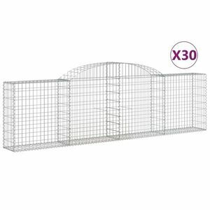 vidaXL 30 db íves horganyzott vas gabion kosár 300x30x80/100 cm kép