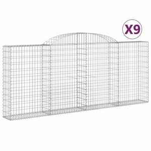 vidaXL 9 db íves horganyzott vas gabion kosár 300x30x120/140 cm kép