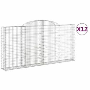 vidaXL 12 db íves horganyzott vas gabion kosár 300x30x140/160 cm kép