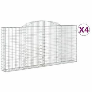 vidaXL 4 db íves horganyzott vas gabion kosár 300x30x140/160 cm kép