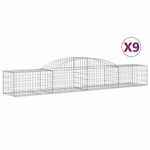 vidaXL 9 db íves horganyzott vas gabion kosár 300x50x40/60 cm kép