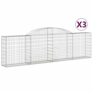 vidaXL 3 db íves horganyzott vas gabion kosár 300x30x80/100 cm kép