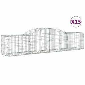 vidaXL 15 db íves horganyzott vas gabion kosár 300x50x60/80 cm kép