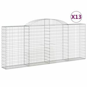 vidaXL 13 db íves horganyzott vas gabion kosár 300x30x120/140 cm kép