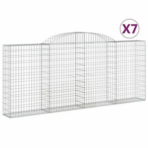 vidaXL 7 db íves horganyzott vas gabion kosár 300x30x120/140 cm kép