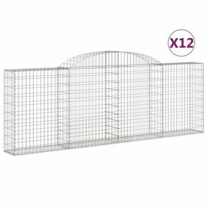 vidaXL 12 db íves horganyzott vas gabion kosár 300 x 30 x 100/120 cm kép