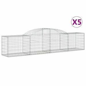 vidaXL 5 db íves horganyzott vas gabion kosár 300x50x60/80 cm kép