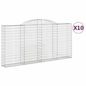 vidaXL 10 db íves horganyzott vas gabion kosár 300x30x140/160 cm kép