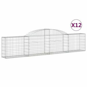 vidaXL 12 db íves horganyzott vas gabion kosár 300x30x60/80 cm kép