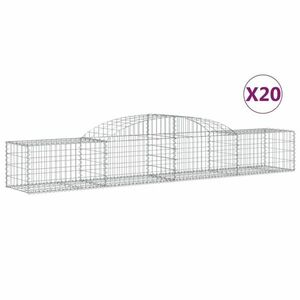 vidaXL 20 db íves horganyzott vas gabion kosár 300x50x40/60 cm kép