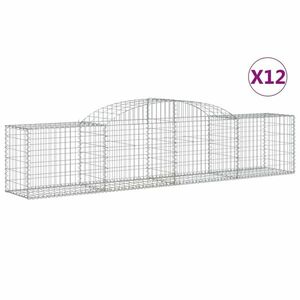 vidaXL 12 db íves horganyzott vas gabion kosár 300x50x60/80 cm kép