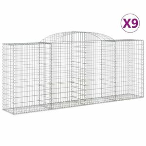 vidaXL 9 db íves horganyzott vas gabion kosár 300x50x120/140 cm kép