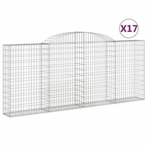 vidaXL 17 db íves horganyzott vas gabion kosár 300x30x120/140 cm kép