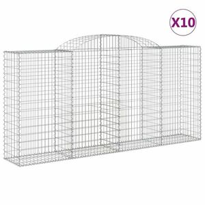 vidaXL 10 db íves horganyzott vas gabion kosár 300x50x140/160 cm kép