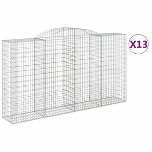 vidaXL 13 db íves horganyzott vas gabion kosár 300x50x160/180 cm kép