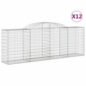 vidaXL 12 db íves horganyzott vas gabion kosár 300 x 50 x 100/120 cm kép