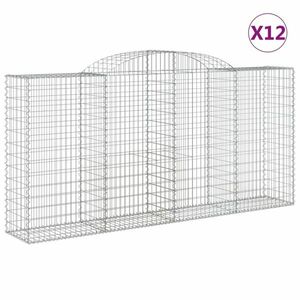 vidaXL 12 db íves horganyzott vas gabion kosár 300x50x140/160 cm kép