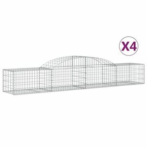 vidaXL 4 db íves horganyzott vas gabion kosár 300x50x40/60 cm kép