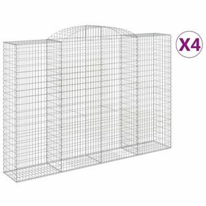 vidaXL 4 db íves horganyzott vas gabion kosár 300x50x200/220 cm kép