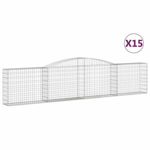 vidaXL 15 db íves horganyzott vas gabion kosár 400x30x80/100 cm kép