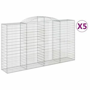 vidaXL 5 db íves horganyzott vas gabion kosár 300x50x160/180 cm kép