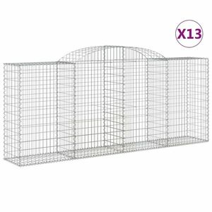 vidaXL 13 db íves horganyzott vas gabion kosár 300x50x120/140 cm kép