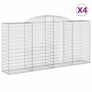 vidaXL 4 db íves horganyzott vas gabion kosár 300x50x140/160 cm kép