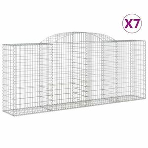 vidaXL 7 db íves horganyzott vas gabion kosár 300x50x120/140 cm kép