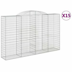 vidaXL 15 db íves horganyzott vas gabion kosár 300x50x180/200 cm kép