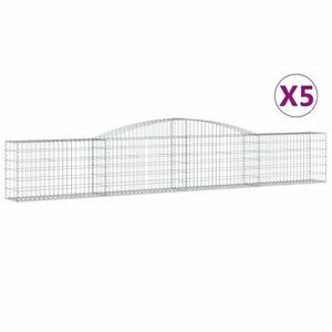 vidaXL 5 db íves horganyzott vas gabion kosár 400x30x60/80 cm kép