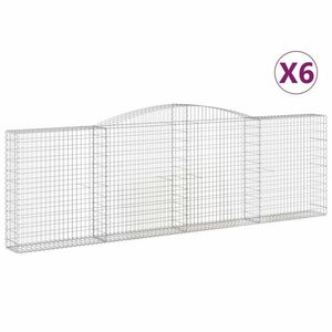 vidaXL 6 db íves horganyzott vas gabion kosár 400x30x120/140 cm kép