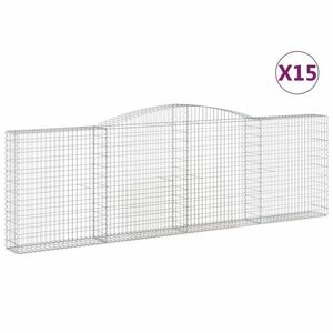 vidaXL 15 db íves horganyzott vas gabion kosár 400x30x120/140 cm kép