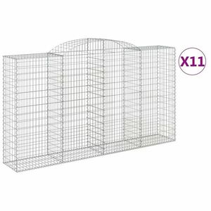 vidaXL 11 db íves horganyzott vas gabion kosár 300x50x160/180 cm kép