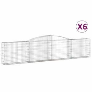 vidaXL 6 db íves horganyzott vas gabion kosár 400x30x80/100 cm kép